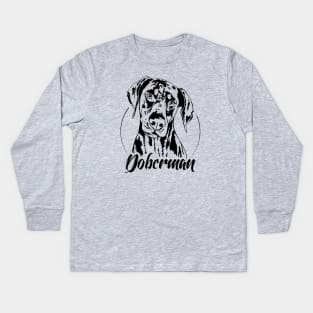Funny Doberman Pinscher dog lover dog portrait Kids Long Sleeve T-Shirt